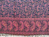 Pushkar Blanket - Flowery Design - Red/Pink & Black