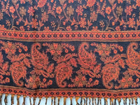 Pushkar Blanket - Flowery Design - Orange & Black