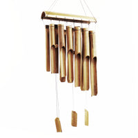 Handcrafted Bamboo Wind Chimes - Natural Finish - 12 Large Tubes