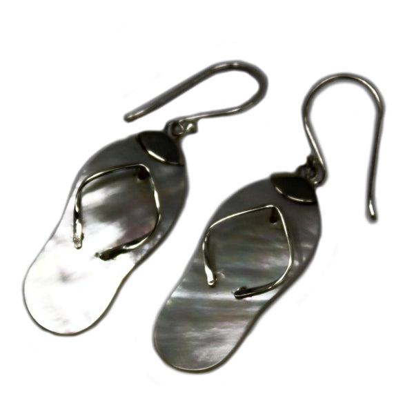 Handmade Shell & Silver Earrings  - Mother Of Pearl - Flip Flops