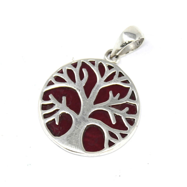 Silver Jewellery - Tree Of Life - Pendant - Coral Effect - 22mm