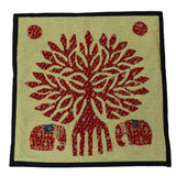 Cushion Cover - 100% Cotton - Green/Red/Blue - Tree/Elephants - MysticSoul_108