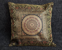 Cushion Cover - 100% Banarasi Silk - Green - Mandala - MysticSoul_108