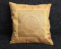 Cushion Cover - 100% Banarasi Silk - Yellow/Mustard - Mandala - MysticSoul_108