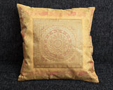 Cushion Cover - 100% Banarasi Silk - Yellow/Mustard - Mandala - MysticSoul_108
