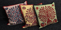 Cushion Cover - 100 % Cotton - Cream/Blue/Red - Tree Of Life/Elephants - MysticSoul_108