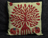 Cushion Cover - 100% Cotton - Green/Red/Blue - Tree/Elephants - MysticSoul_108