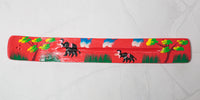 Hand Painted Incense Holder - Mango Wood - Red - Elephants/Trees