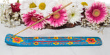 Handbemalter Räucherstäbchenhalter – Mangoholz – Blau – Blumen