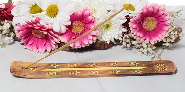 Handpainted Wooden Incense Holder - Yellow