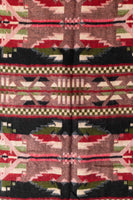 Couverture Pushkar - Design Tribal - Marron/Noir/Vert/Rouge