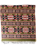 Couverture Pushkar - Design Tribal - Vert/Noir/Rouge/Beige