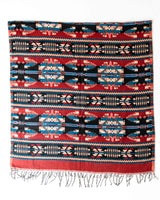 Couverture Pushkar - Design Tribal - Rouge/Noir/Bleu/Beige