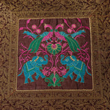 Cushion Cover - 100% Banarasi Silk - Brown/Blue/Pink/Green - Elephants/Peacocks/Birds
