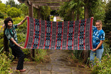 Couverture Pushkar - Design Tribal - Rouge/Noir/Bleu/Beige