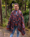 Pushkar Blanket - Tribal Design - Brown/Black/Red/Grey