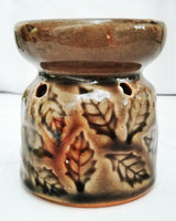 Ceramic Oil Burner - Leaf Design - Greeny/Brown - MysticSoul_108