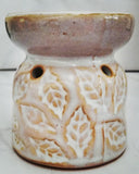 Ceramic Oil Burner - Leaf Design - White - MysticSoul_108