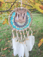 Handmade Macramé Dreamcatchers - Medium - Beige & Blue - MysticSoul_108