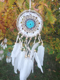 Handmade Macramé Dreamcatchers - Medium - Pastel Blue/Beige/White - MysticSoul_108