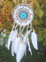 Handmade Macramé Dreamcatchers - Medium - Pastel Blue/Beige/White - MysticSoul_108