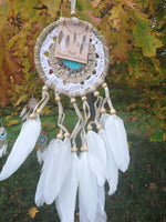 Handmade Macramé Dreamcatchers - Medium - Pastel Blue/Beige/White - MysticSoul_108