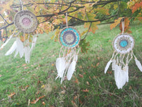 Handmade Macramé Dreamcatchers - Medium - Beige & Blue - MysticSoul_108