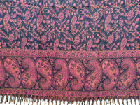 Couverture Pushkar - Design Fleuri - Rouge/Rose &amp; Noir