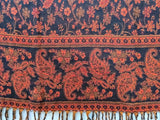 Couverture Pushkar - Design Fleuri - Orange &amp; Noir