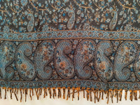 Couverture Pushkar - Design Fleuri - Turquoise/Bleu/Noir