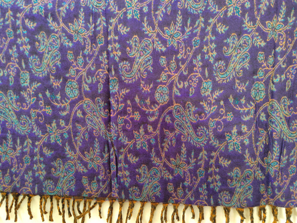 Pushkar Blanket - Flowery Design - Purple/Turquoise