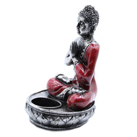 Hand Crafted Buddha Candle Holder - Red & Grey - Medium - MysticSoul_108