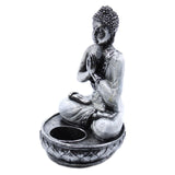 Hand Crafted Buddha Candle Holder - White & Grey - Medium - MysticSoul_108