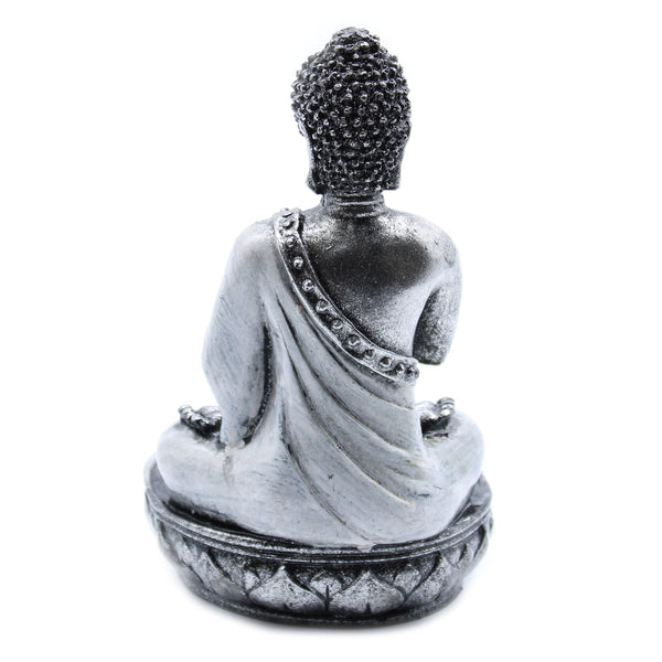 Hand Crafted Buddha Candle Holder - White & Grey - Medium
