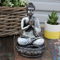 Hand Crafted Buddha Candle Holder - White & Grey - Medium - MysticSoul_108