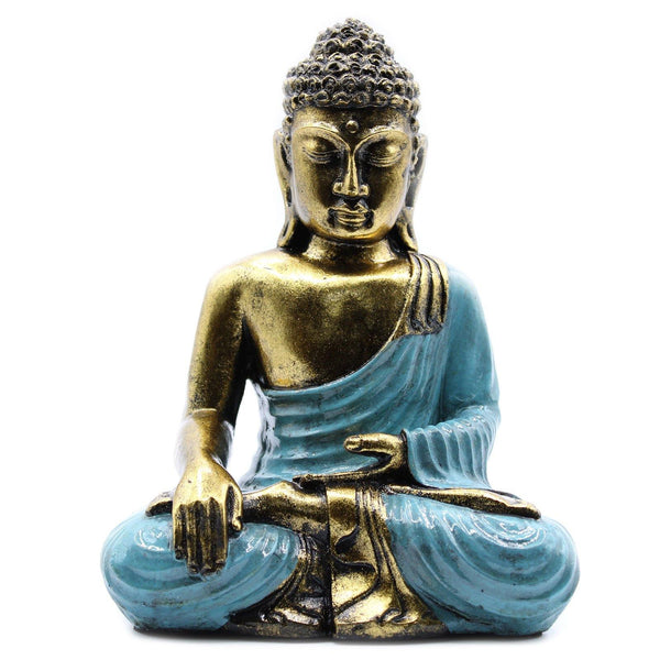 Hand Crafted Buddha - Teal & Gold - Large - MysticSoul_108