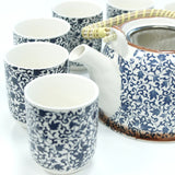 Herbal Tea Pot Set - Blue Flowery Design - MysticSoul_108