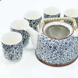 Herbal Tea Pot Set - Blue Flowery Design - MysticSoul_108