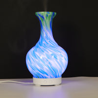 Electric Aroma Diffuser - Glass Vase Atomiser - Blue & Green  - Multi Coloured - UK Plug