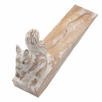 Hand Carved Wooden Animal Doorstop - Squirrel