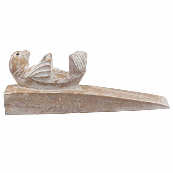 Hand Carved Wooden Animal Doorstop - Baby Seal