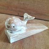 Arrêt de porte animal en bois sculpté à la main - Baleine