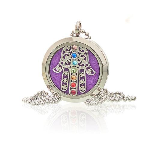 Aromatherapy Diffuser Jewellery - Necklace - Hamsa Chakra - 30mm - MysticSoul_108