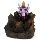 Backflow Incense Burner - Ceramic - Purple Dragon - LED