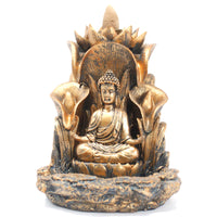Brûle-encens à refoulement - Céramique - Bouddha doré