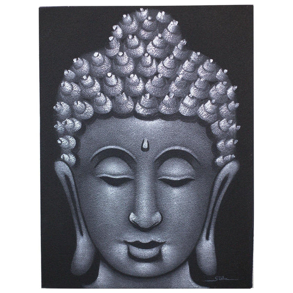 Buddha Painting - Grey Sand Finish - MysticSoul_108