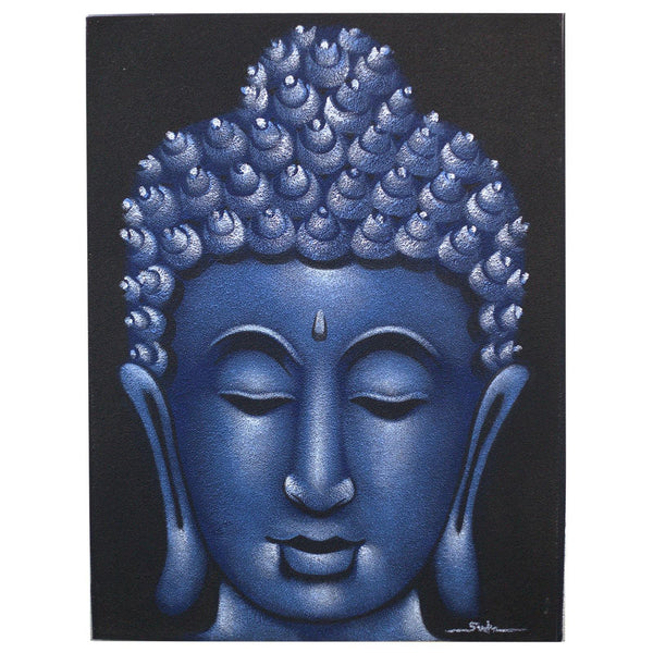 Buddha Painting - Blue Sand Finish - MysticSoul_108