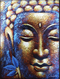 Buddha Painting - Gold Face & Lotus Flower - MysticSoul_108