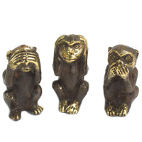 Handcrafted Brass Monkeys - See No Evil, Speak No Evil, Hear No Evil - Set Of 3