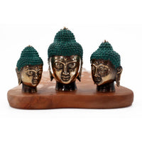 Handgefertigte Buddha-Köpfe aus Messing – 3er-Set